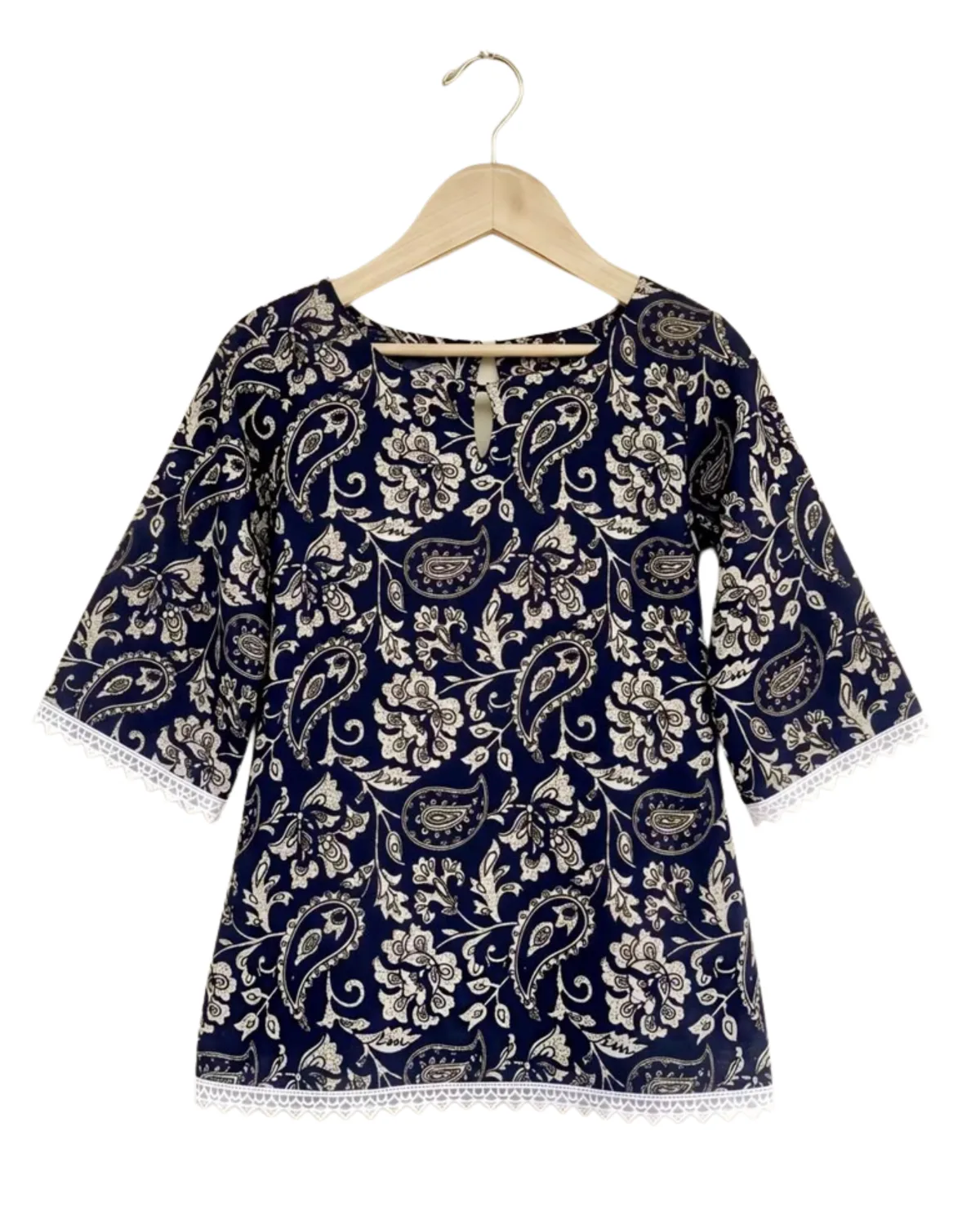 Floral Printed Short Kurti with Slit Neckline - Edition 7