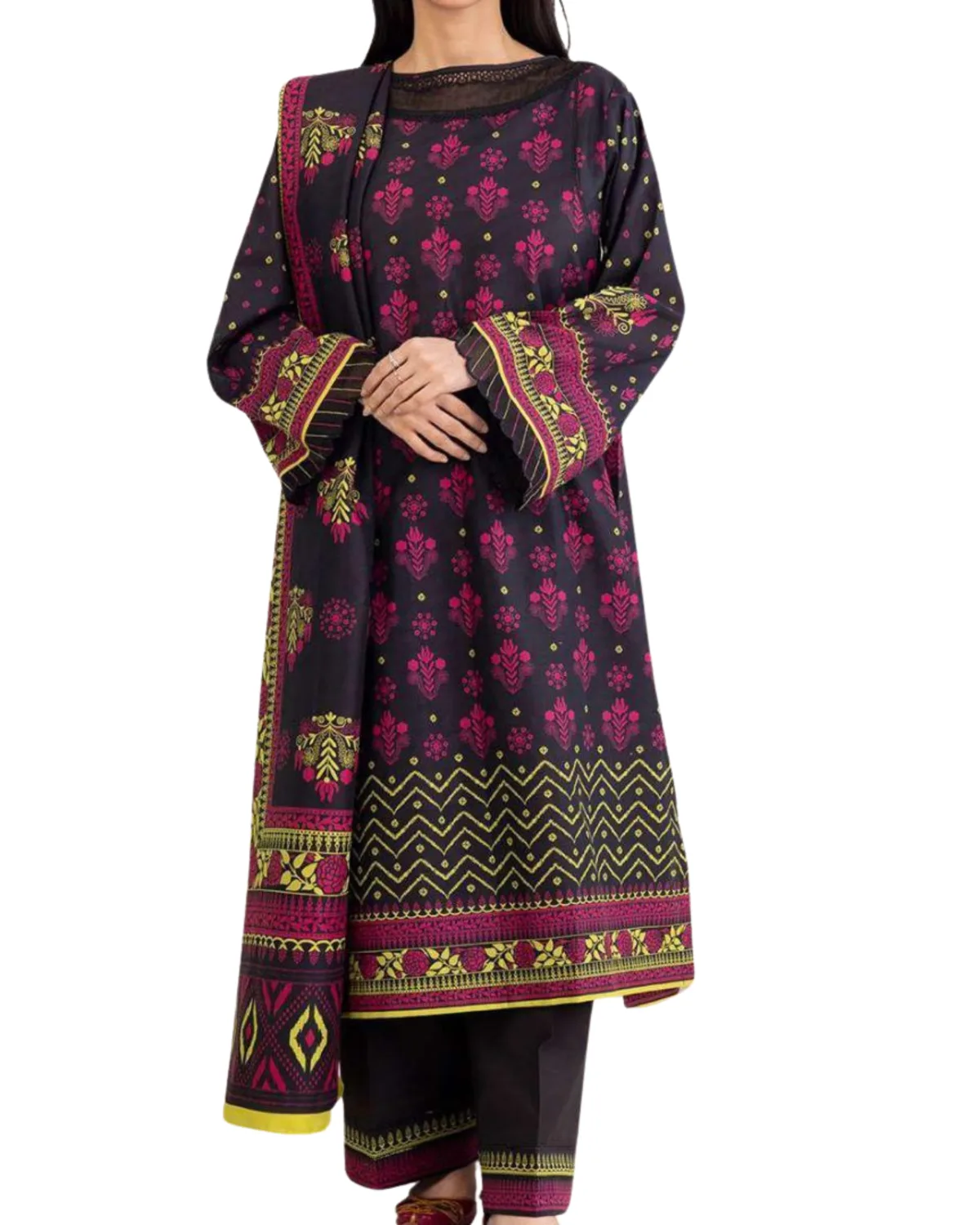 Modern Pastel Floral 2-Piece Kurti & Pant Set - Edition 27