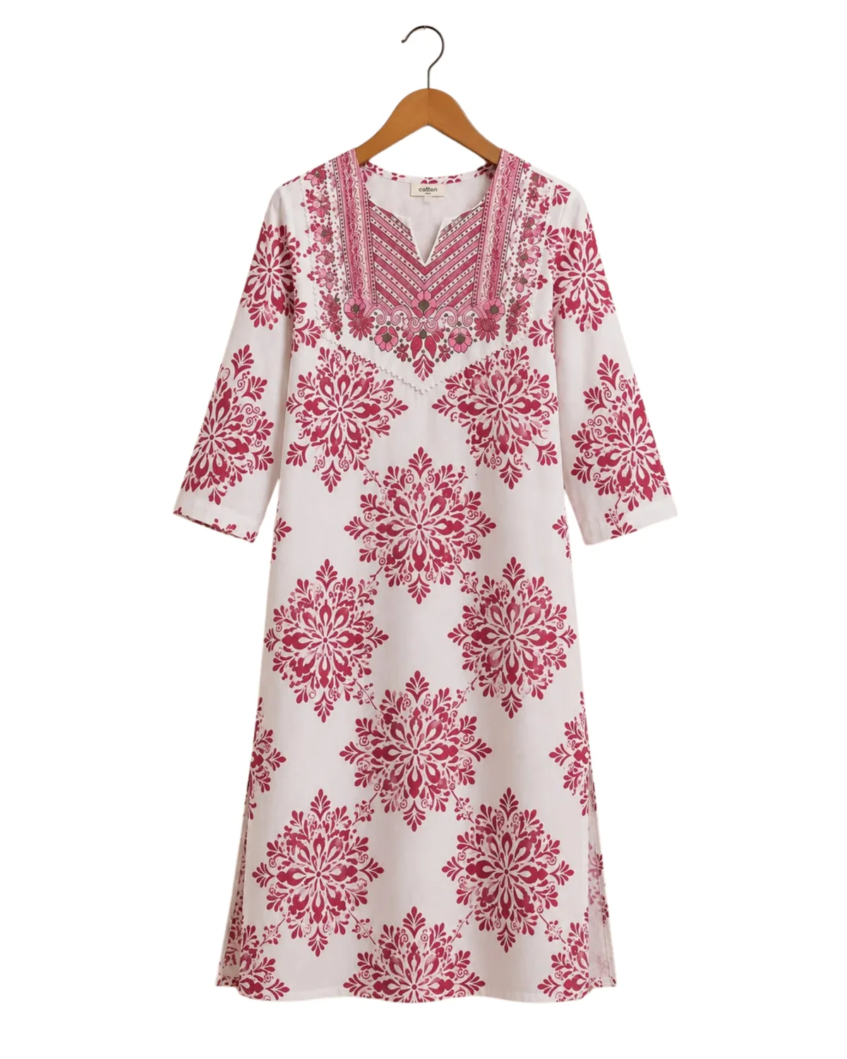 Floral Printed Short Kurti with Slit Neckline - Edition 79