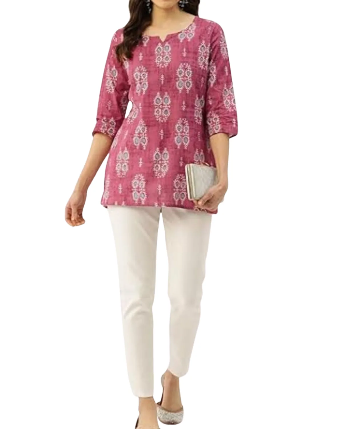 Indigo Paisley Cotton Kurti with Lace Trims - Edition 81